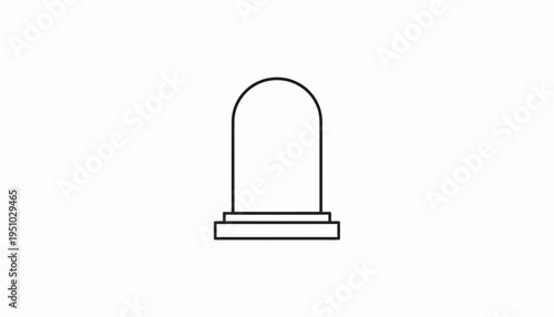 Minimalist Outline Icon of a Bell Jar or Cloche on a Simple Base