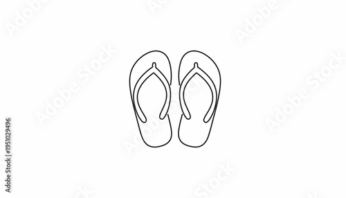 Minimalist Outline of Flip Flops, Summer Footwear Icon, Simple Line Art