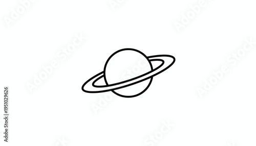 Minimalist Saturn Planet Icon with Rings, Simple Space Graphic, Cosmic Orbit Symbol