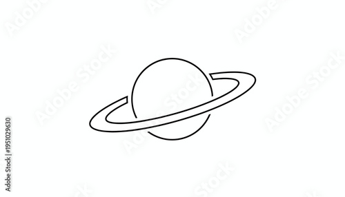 Minimalist Saturn Planet Icon with Rings, Simple Space Object Vector Illustration