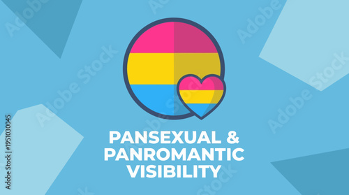 Pansexual and Panromantic Visibility Day with Pride Flag and Heart.