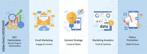 Digital Marketing Concepts Growth Email Data Idea Mobile Social Media Megaphone