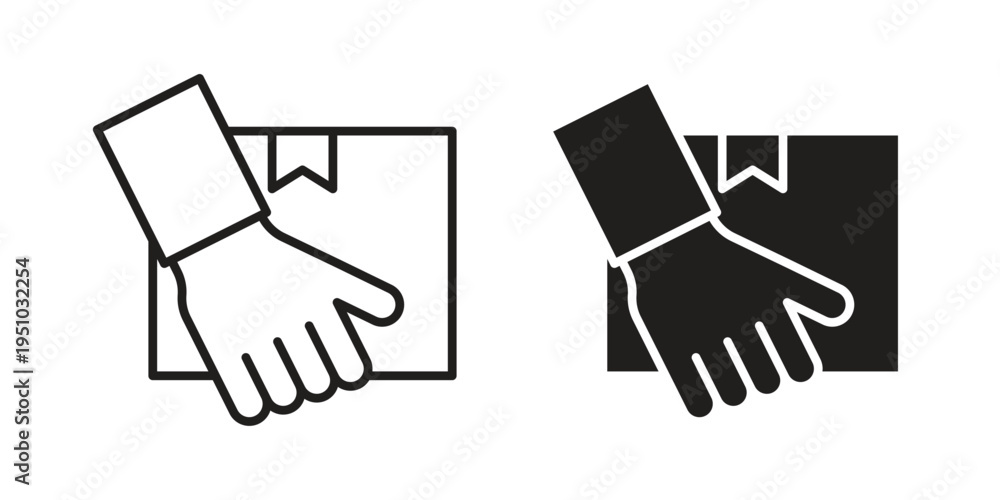 Fototapeta premium Hand holding box icon pack flat vector in outline
