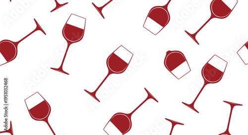 Red wine glass vector pattern seamless background for bar, restaurant, and party designs
