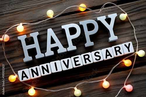 Happy anniversary wishes with string lights