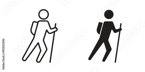 Hiking icon pack flat vector in outline
