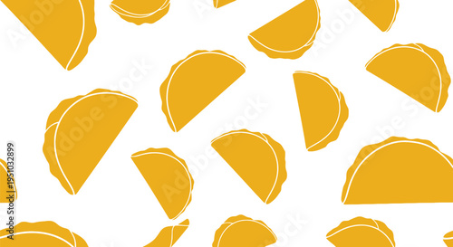 Seamless Taco Vector Pattern in Yellow for Mexican Food Design and Restaurant Branding