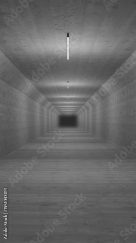 Concrete Tunnel Corridor Flythrough Vertical – Infinite Seamless Loop, 3D Architectural Camera Walk, 4K Portrait Animated Background