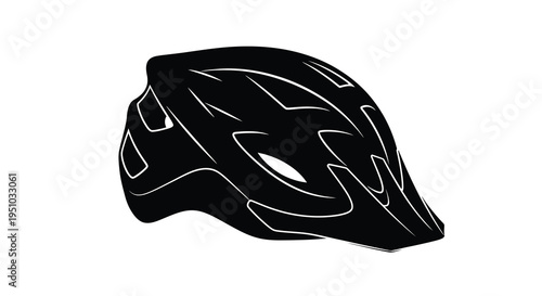 A black bicycle helmet graphic a striking profile silhouette