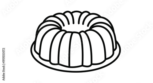 Simple line drawing of a bundt cake on a plate silhouette