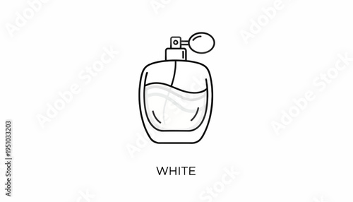 Minimalist Line Art Icon of a White Perfume Bottle with Spray Atomizer