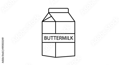Minimalist Line Art Icon of Buttermilk Carton