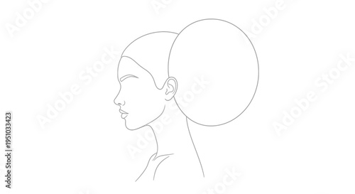 Minimalist Line Art Portrait of a Woman with a Large Afro Hairstyle