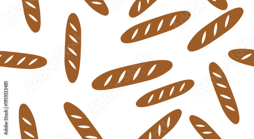 Seamless baguette bread vector pattern for bakery packaging and cafe backgrounds