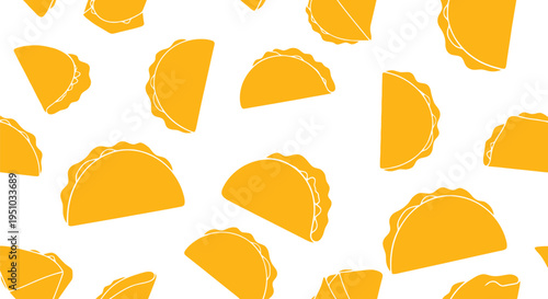Seamless Taco Vector Pattern in Yellow for Mexican Food Designs and Restaurant Branding