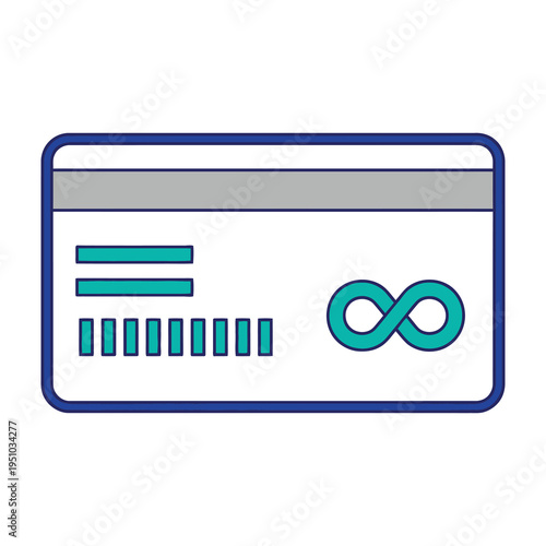 Credit card with infinity symbol on white background representing limitless finance and technology
