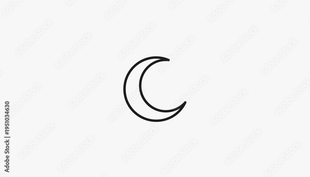 Fototapeta premium Minimalist Crescent Moon Icon on White Background