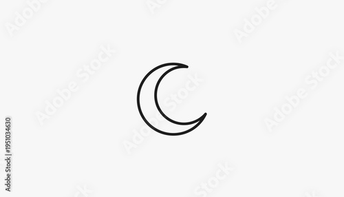 Minimalist Crescent Moon Icon on White Background