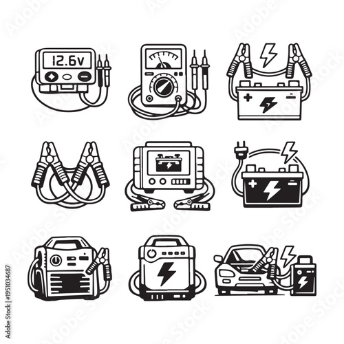 Automotive Battery & Diagnostics Icon Set