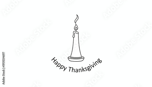 Minimalist Happy Thanksgiving Candle Illustration