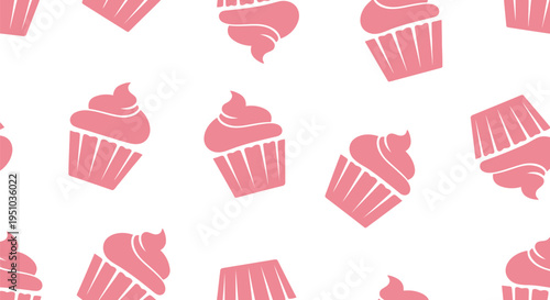 Seamless Pink Cupcake Vector Pattern for Bakery, Dessert, and Sweet Food Designs