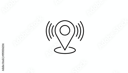 Location Pin Icon with Signal Waves, GPS Navigation, and Geolocation Concept