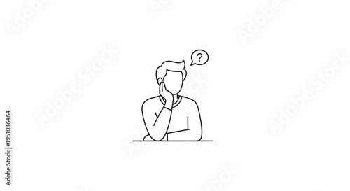 Man Thinking with Question Mark, Pondering, Doubt, Uncertainty, Decision Making, Brainstorming