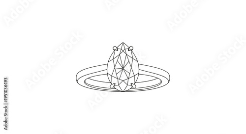 Marquise Cut Diamond Ring Line Drawing - Elegant Jewelry Design