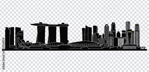 Vector illustration singapore city skyline silhouette with modern buildings and marina bay sands
