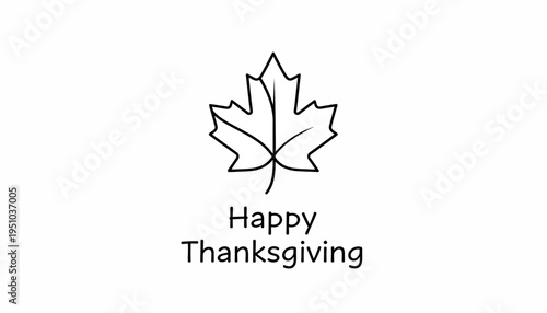 Happy Thanksgiving text with maple leaf icon, autumn celebration, holiday greeting