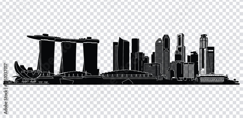Vector illustration singapore city skyline silhouette with modern buildings and marina bay sands