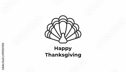 Happy Thanksgiving Turkey Feather Icon Minimalist Design