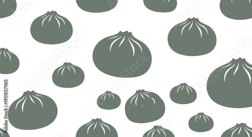 Asian Dumpling Vector Pattern Seamless Food Background for Restaurant Design