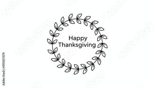 Happy Thanksgiving Wreath Circle Text Greeting Card Design
