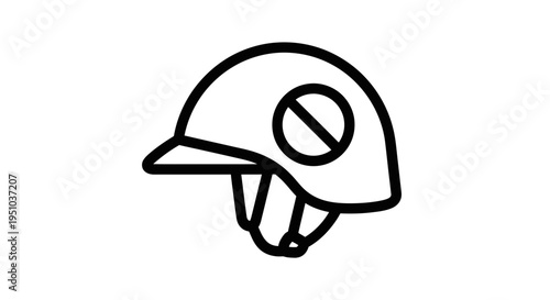 Helmet with prohibition sign icon, safety and restriction symbol