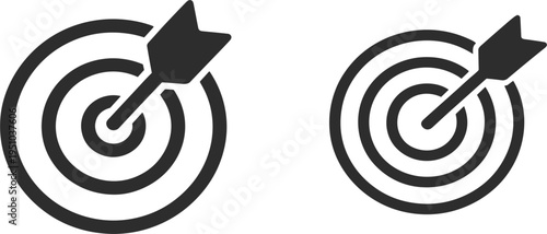 Target and arrow vector icon set, representing business goal achievement and successful marketing strategy focus