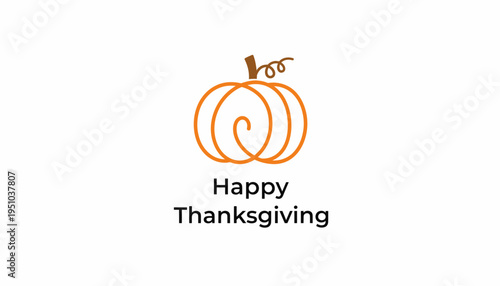 Happy Thanksgiving Pumpkin Icon Greeting Card - Minimalist Autumn Holiday Celebration