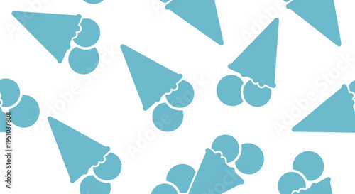 Blue Ice Cream Cone Vector Pattern Seamless Background for Summer and Dessert Designs