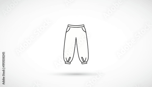 Hand-drawn sketch of loose-fitting pants with elastic cuffs and pockets on white background