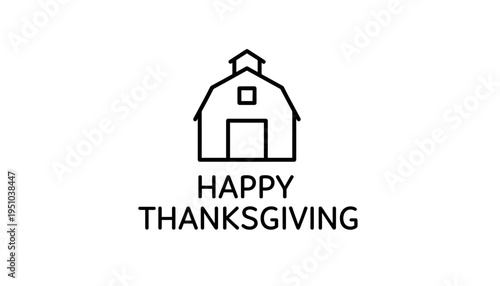 Happy Thanksgiving Barn Icon - Rural Autumn Celebration Greeting