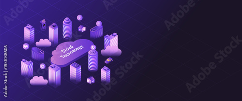 Isometric Cloud Smart City Platform with Connected Urban Infrastructure