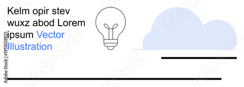 Creativity, innovation, brainstorming, technology, cloud computing, ideas. A light bulb icon next to a cloud and placeholder text. Creativity and innovation concept in modern digital design
