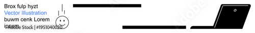 Digital communication, emotional cues, remote work, connectivity, virtual interaction, online learning. Minimalistic design with a smiling face and laptop connected by lines. Digital communication