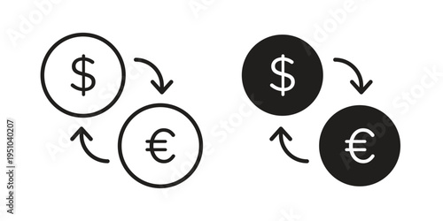 Money exchange icon pack flat vector in outline