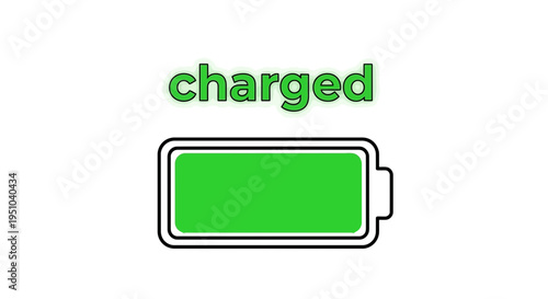 Full Battery Icon Green Charged Symbol