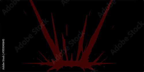 Glowing red and orange fireworks explode in the dark night sky, creating an abstract motion pattern of burning light and energy with a bright star texture on a black background design