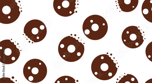 Chocolate Cookie Vector Pattern Seamless Background for Bakery and Cafe Design