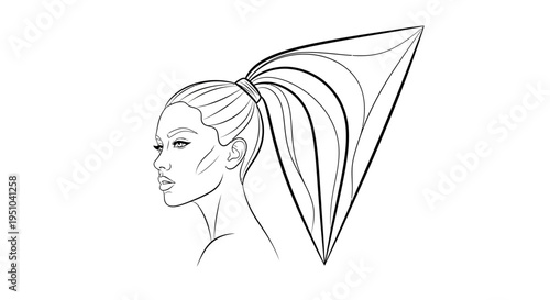 Elegant Woman Profile with Abstract Geometric Hairstyle