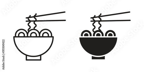 Noodles icon pack flat vector in outline
