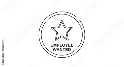 Employee Wanted Stamp with Star, Recruitment and Hiring Concept